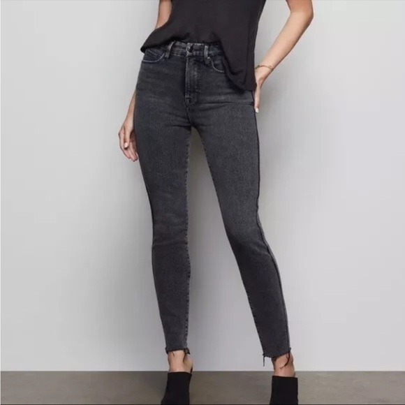 NEW Good American Good Curve Skinny Raw Edge Black Jean 6/28